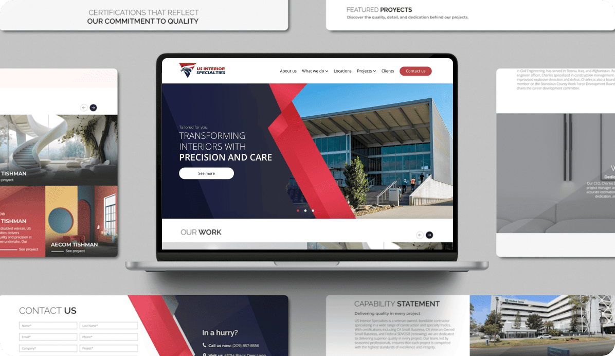 US Interior Specialties WordPress website design